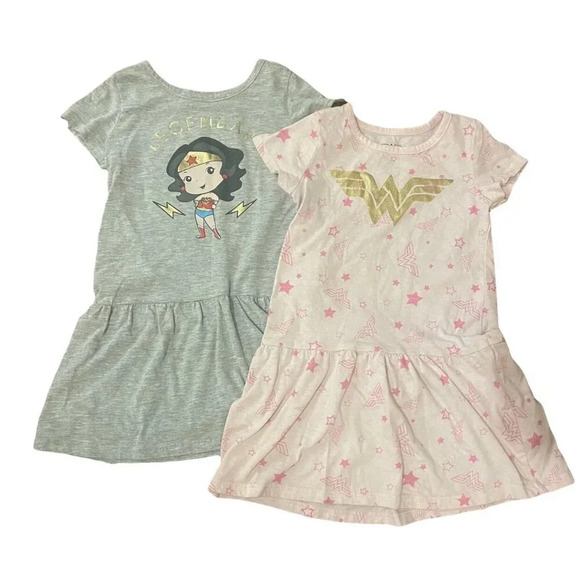2T Wonder Woman Dress Bundle, Short Sleeve, Pink & Gray, Toddler Girl - Picture 1 of 4